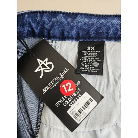 American Bazi ~Woman Plus Size 3X~ Blue Denim Skinny Jeans Stretch NWT. - Picture 2 of 11